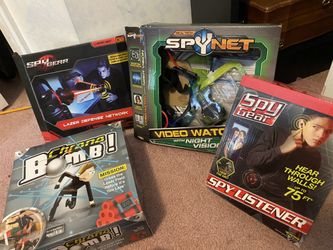 Assorted Spy gear toys and chrono bomb laser game