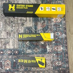 🔥 BRAND NEW Hercules Gear Bundle  Guitar stand/ mic stand/ Recording set up — Unopened (3 Items) 🔥