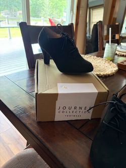 Journee Collection Black Suede Lace-Up Heels