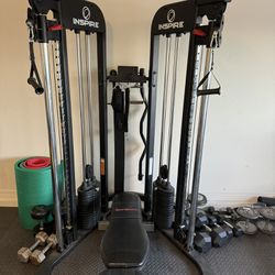 Gym Equipment Cable Machine And Weights Dumbbells 