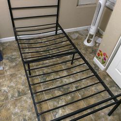 Simple Twin Size Bed Frame Black Metal 
