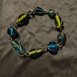 Sterling Silver Coated Wrapped With Vintage Beads