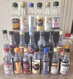 Empty Mini Liquor Bottle Collection. 21 pcs