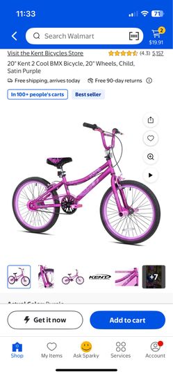 20" Kent 2 Cool BMX Bicycle, 20" Wheels, Child, Satin Purple