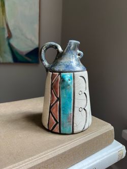 Small Handcrafted Geometric Accent Vase ( H6.5” ) firm on price
