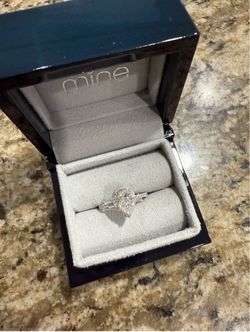 Pear Cut Diamond Halo Engagement Ring in 14k solid white gold