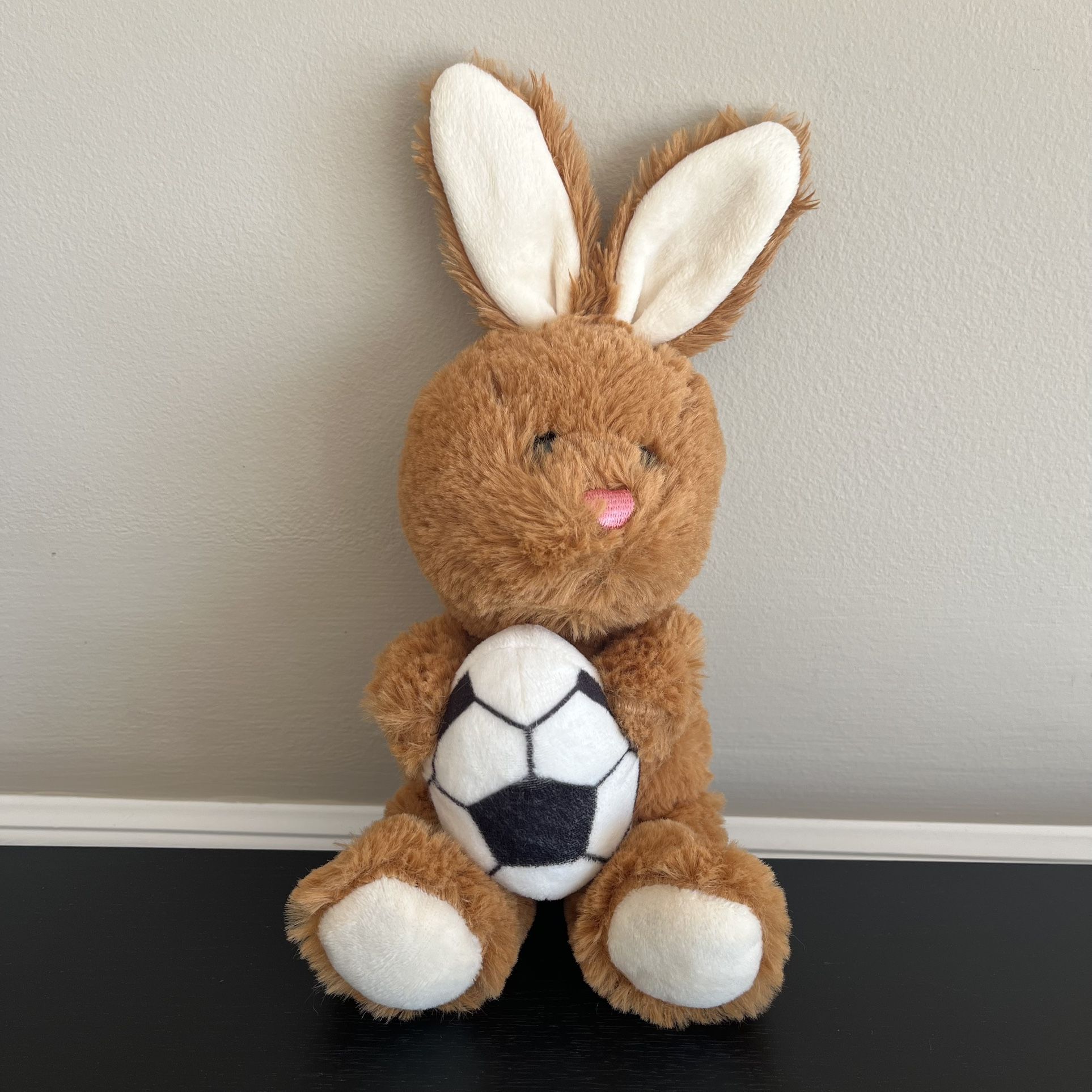 Soccer Bunny Rabbit Plush Stuffed Animal Brown 10 Inch