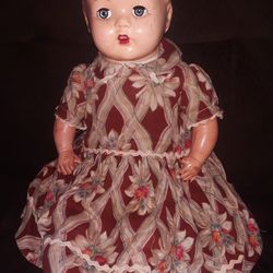 Antique C.1920s Composition Doll (Horsman?) 20" Cloth Body/ Voice Box In Back/ Sleepy Eyes