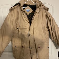 Vintage Haband Stag Hill Men’s Winter Heavy Parka Coat Size 3XL; Removable Hood; Tan/Beige