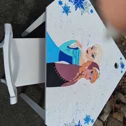Girls Corner Desk Hand Painted ELSA AND ANNA