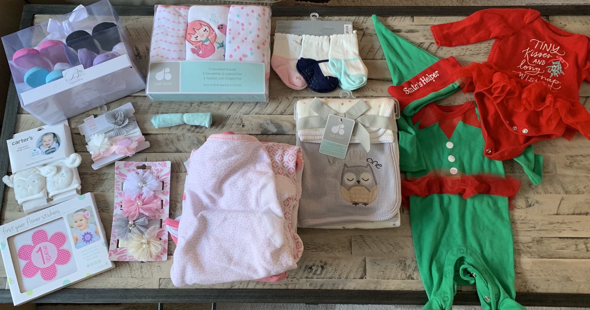 Newborn baby girl clothes and accessories