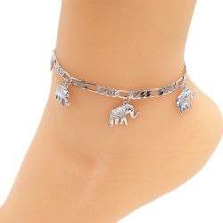 Silver Layered Real Gold Filled ELEPHANT'S Anklet Bracelet 10"