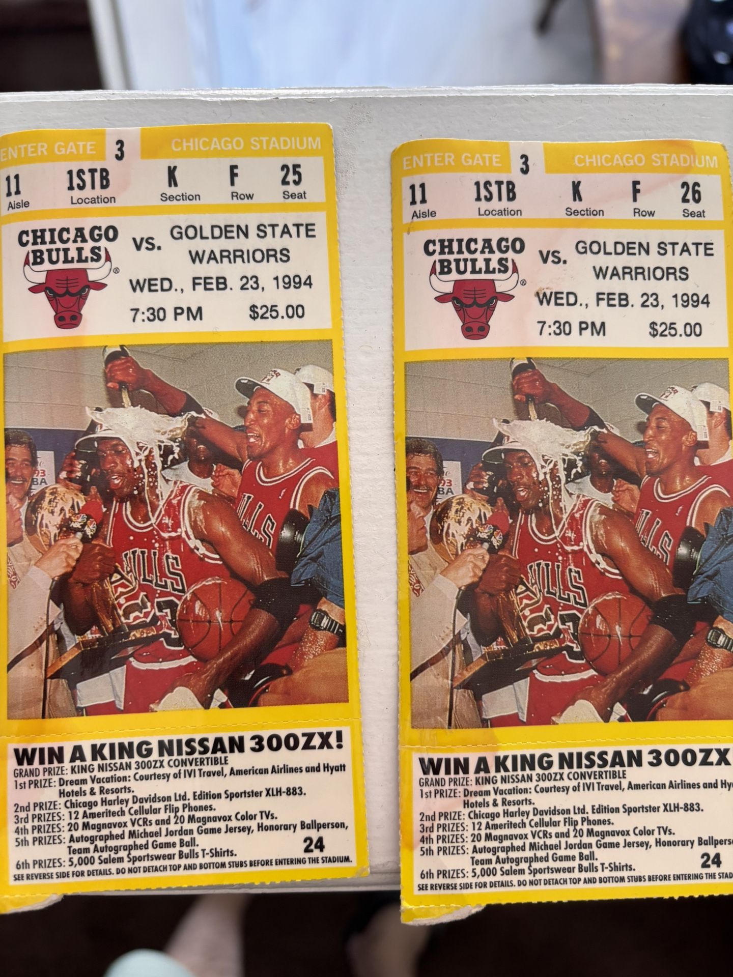 GAME USED CHICAGO BULLS TICKETS 1994 MICHAEL JORDAN  GREAT COLLECTIBLES $50