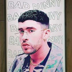 Bad Bunny BBC supreme Tix Frame Offwhite Glass Zyon air 350 11x17 Wall Art Funko 