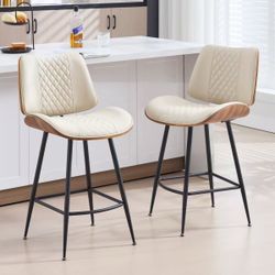 38.58" H Faux Leather Counter Stool (Set of 2)