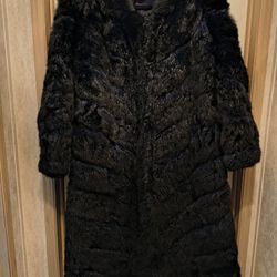 Genuine Blue Black Mink Full Length Coat 