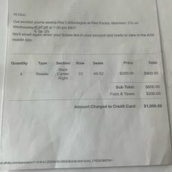 Ray LaMontagne  Concert tix 