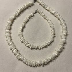 White Seashell  Shell Necklace and Anklet Ankle Bracelet Set
