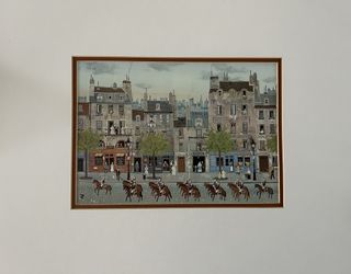 Double Matted French Folk Painting Print