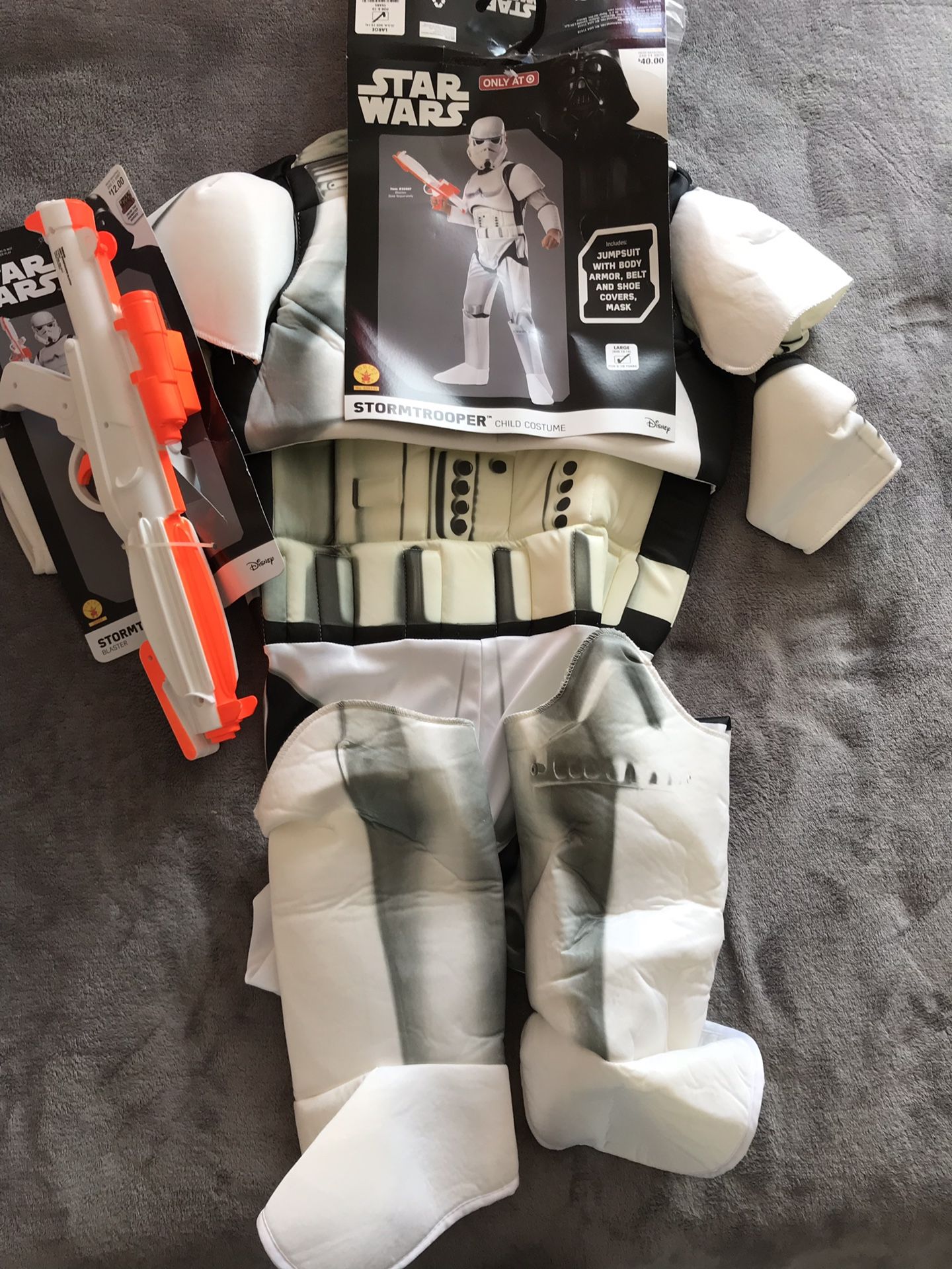 Disney STAR WARS STORMTROOPERS Children’s Halloween Boys Costume with BLASTER Size LARGE 10-12