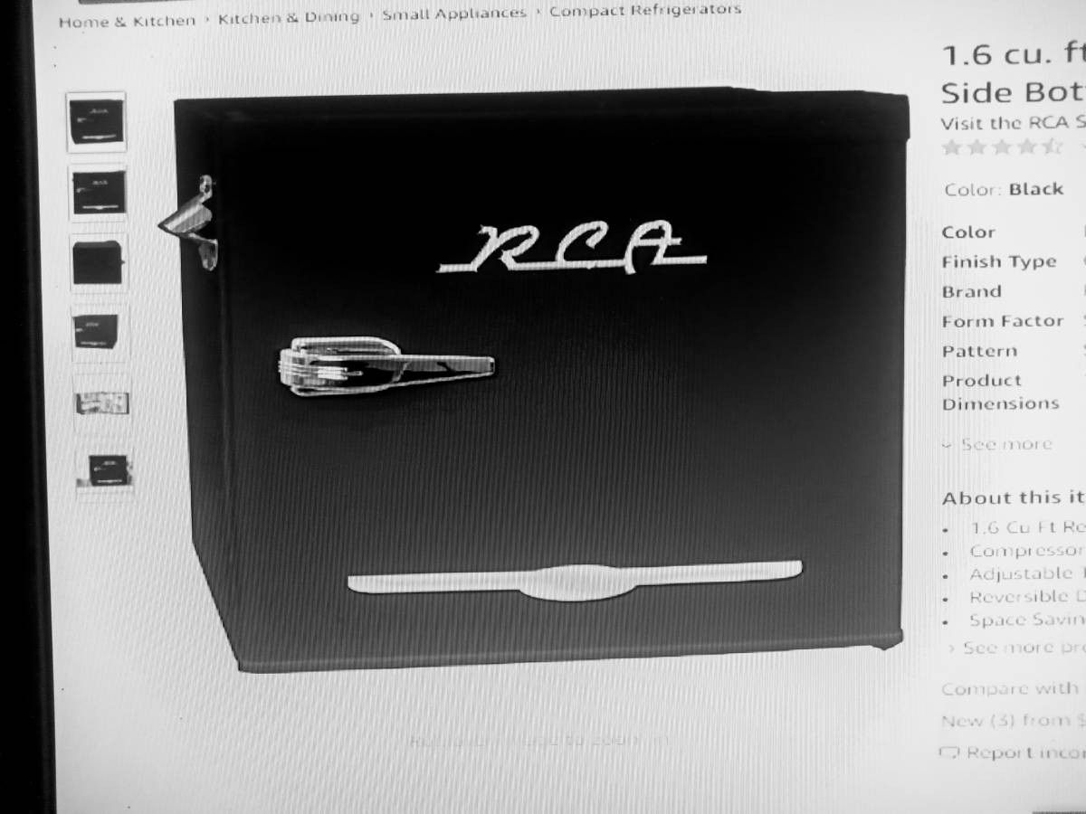 RCA Retro Bar Fridge. 1.6 cu. foot Refridgerator NEW, Side Bottle Open - $40