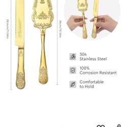 AW BRIDAL Gold Wedding Cake Knife And Server Set, Vintage Cake Cutting Set for Wedding