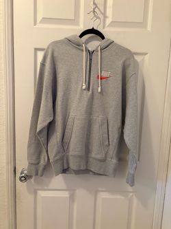 Women’s Nike Gray Quarter Zip Pullover Hoodie with Embroidered Logo