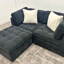 Black Sectional Modular Couch - Free Delivery