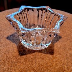 Mikasa Diamond Fire Candle Holder Star Ribbed Crystal Votive 5"