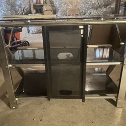 Glass Top Black Two - Tier Desk