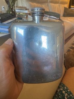 Vintage pewter English hip flask