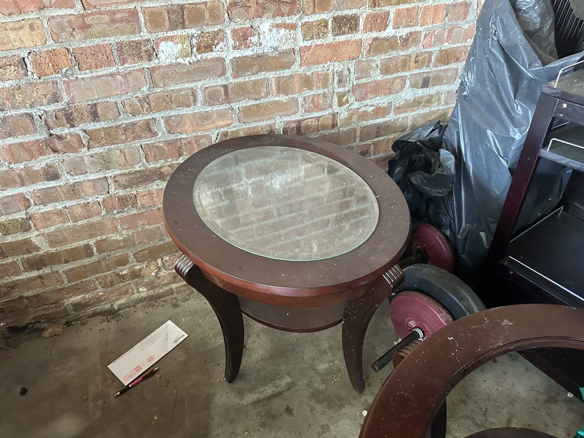 2-Wooden And Glass End Table
