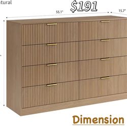 😀 8 Drawer Dresser for Bedroom, Modern Fluted Double Dresser, 55" Wide Chest of Dressers, Mid Century Wooden Beside Table for Closet, Living Room and