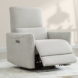 CHITA Power Recliner Chair Swivel Glider, FSC Certified Fabric Living Room Nursery Reclining Sofa Chair with Lumbar Support, Dove Grey