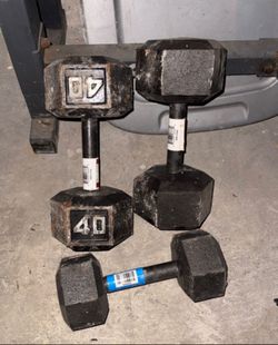 Set of 3 Hex Dumbbells — Two 40-Lb