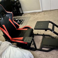 Gaming Sim Cockpit With Red Seat 