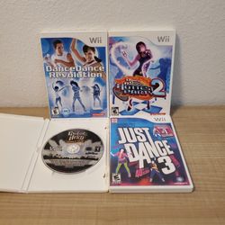 4 Super Fun Nintendo Wii Games - Just Dance 3 + Dance Dance Revolution + Hottest Party 2 + Guitar Hero