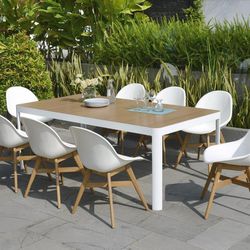 BRAND NEW FREE SHIPPING 9 Pieces Rectangular 100% FSC Certified Hardwood & Aluminum Dining Set | Ideal Furniture Set For Outdoor