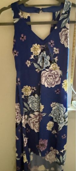 Blue Floral Sleeveless Maxi Dress