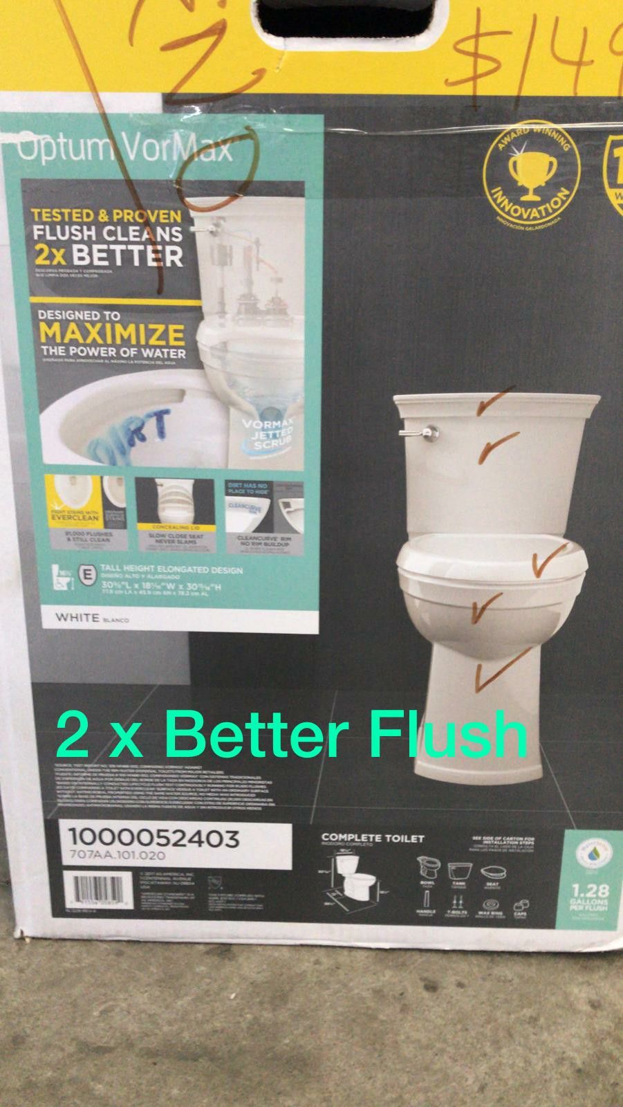 Optum vor max tall height elongated design flush toilet ( 2 times better flush)