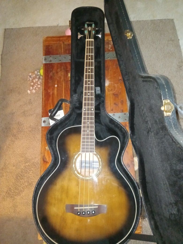 Ibanez Acoustic/Electric Bass Guitar W/Case