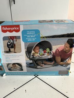 Fisher-Price On The Go Sit Me Up Floor Seat Canopy Beach Travel Baby Infant