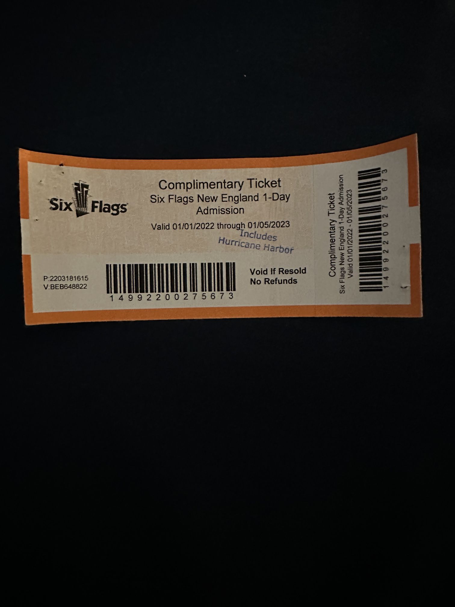 2 Six Flags Ticket