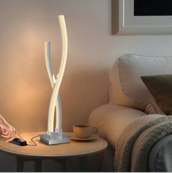 Karmiqi Dimmable LED Table Lamp, Modern Touch Control Desk Lamp, Arc Minimalist Contemporary Bedside Lamps for Bedroom Reading Living Room