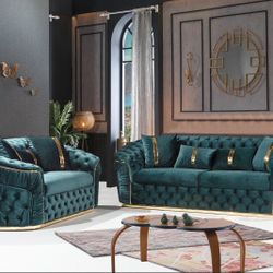 NEW VELVET SOFA& LOVESEAT ! AVAILABLE IN BLACK, BLUE , GREEN, GRAY AND GOLD! MINAS HOME FURNITURE ! 851 Van Houten Ave Clifton NJ 07013 