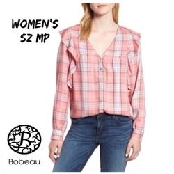 Final Sale NWT Women’s Designer Bobeau Ruffle plaid Top Sz: MP