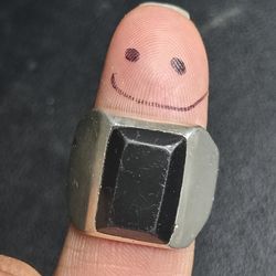 Sterling Silver Mens Black Rectangular Stone Ring Size 11 Mexico