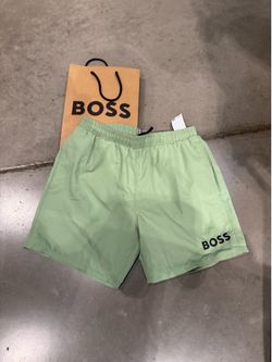 Pastel green boss swim shirt