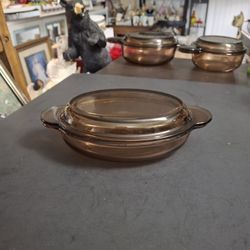 Pyrex Corning Visions Oval Casserole Dish With Lid V-14-B & C 14 OZ 5" X 9"