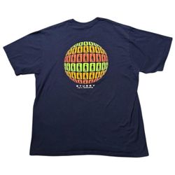 Stussy Navy Globe Graphic Short Sleeve Tee Shirt Size Large